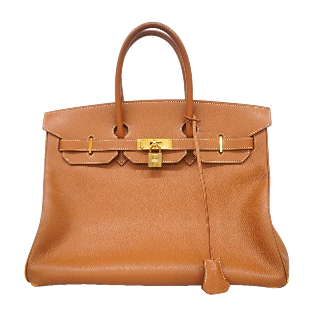 Hermes Birkin 35 handbag, Courchevel leather, gold, EEC stamp, women's.